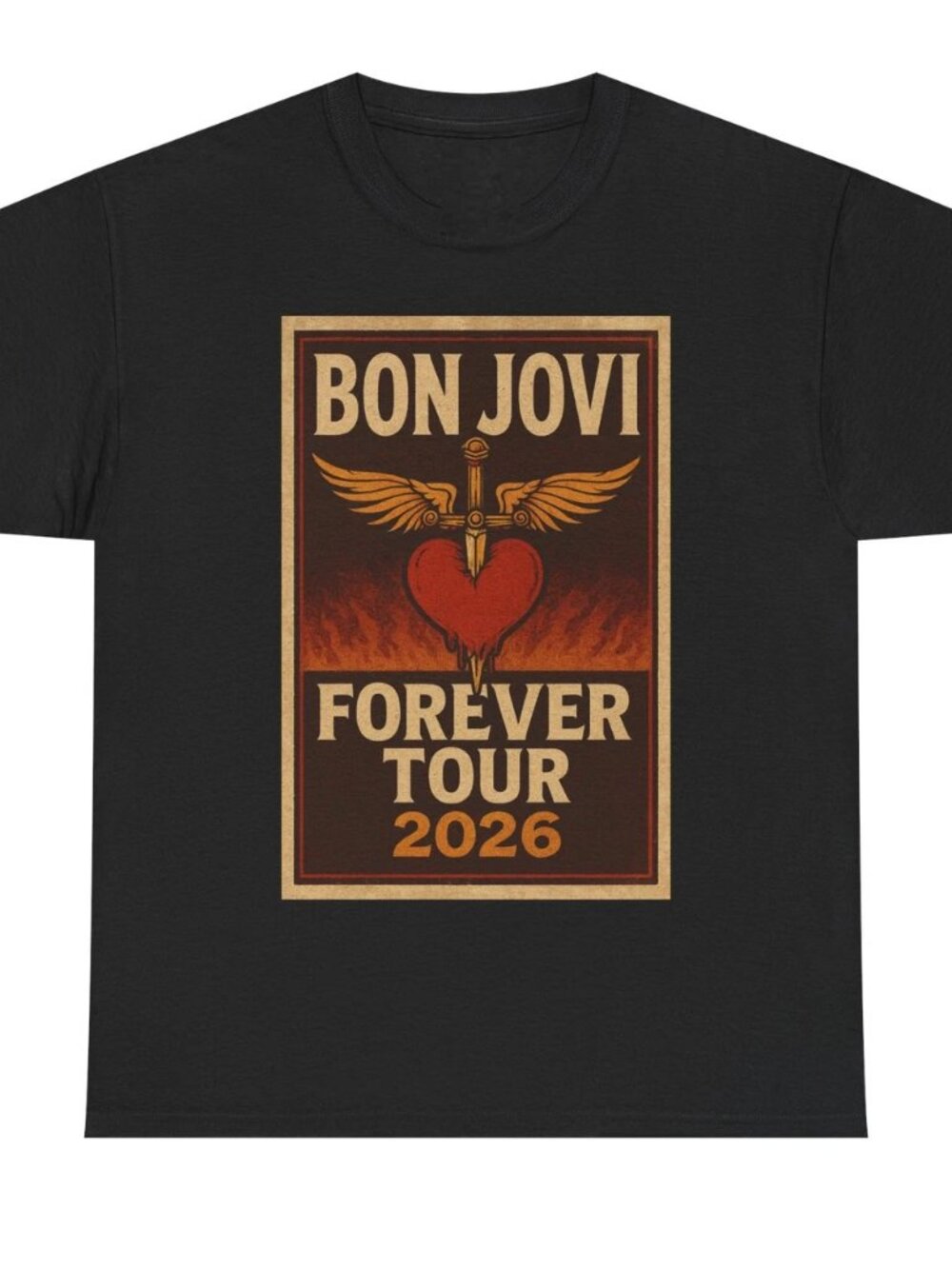 Bon Jovi T-Shirt Forever Tour 2026 Graphic Tee Vintage Band Merch Black 276